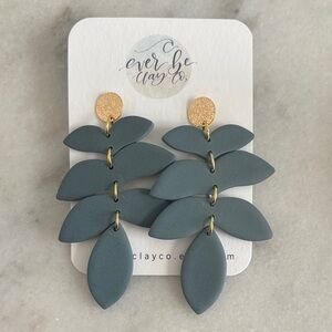 Blue Leaf Earrings